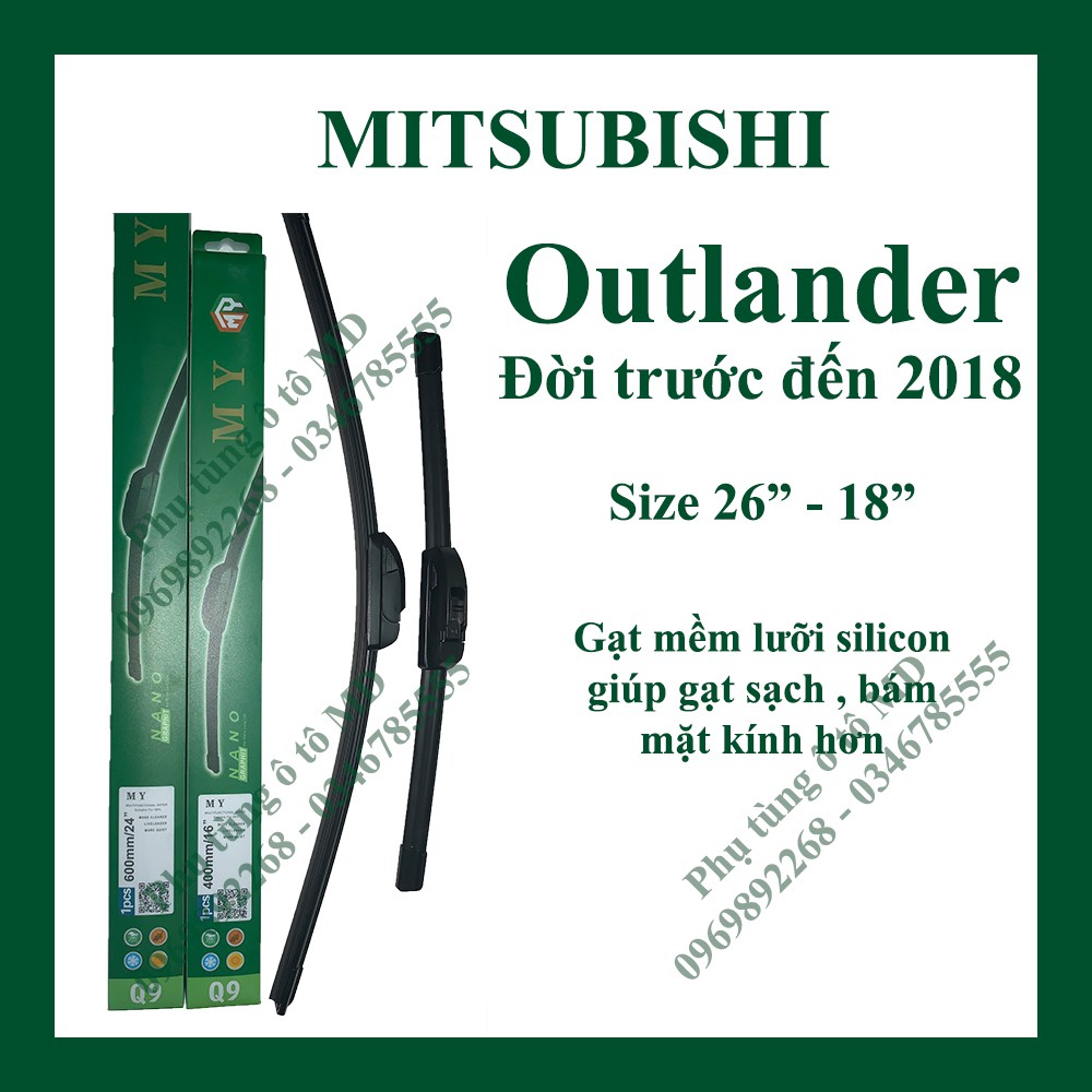 Bộ gạt mưa Mitsubishi Outlander các đời và các dòng xe khác của Mitsubishi:Pajero, Pajero Sport, Triton, Xpander, Zinger