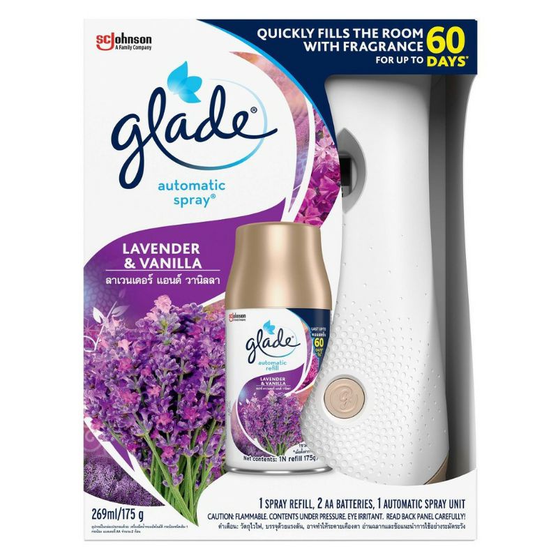 Máy xịt thơm phòng tự động Glade Automatic Spray 3in1 lưu hương lên đến 60 ngày sẵn pin theo9 máy