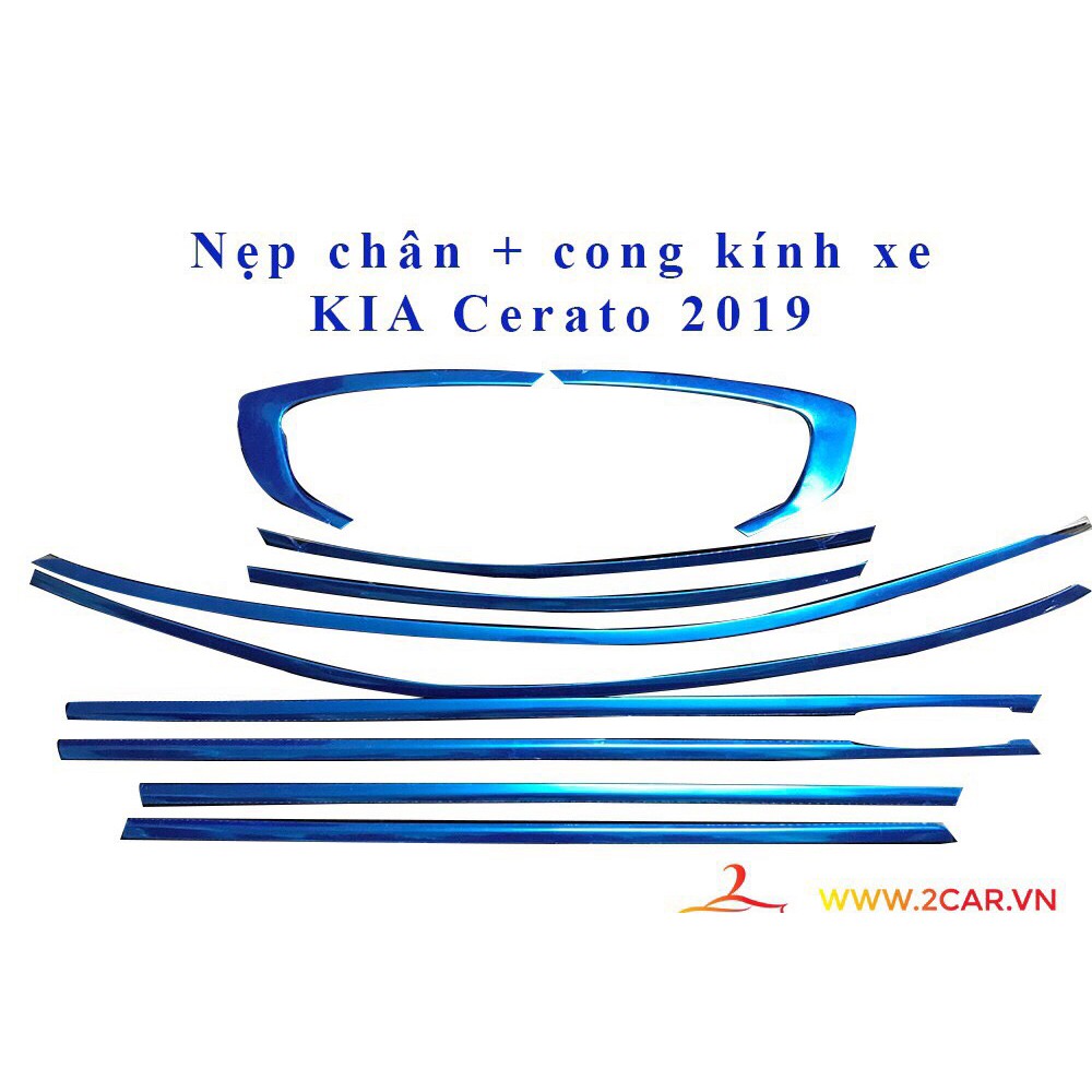 Nẹp viền inox chân và cong kính xe ô tô, xe hơi Kia Cerato 2019-2020