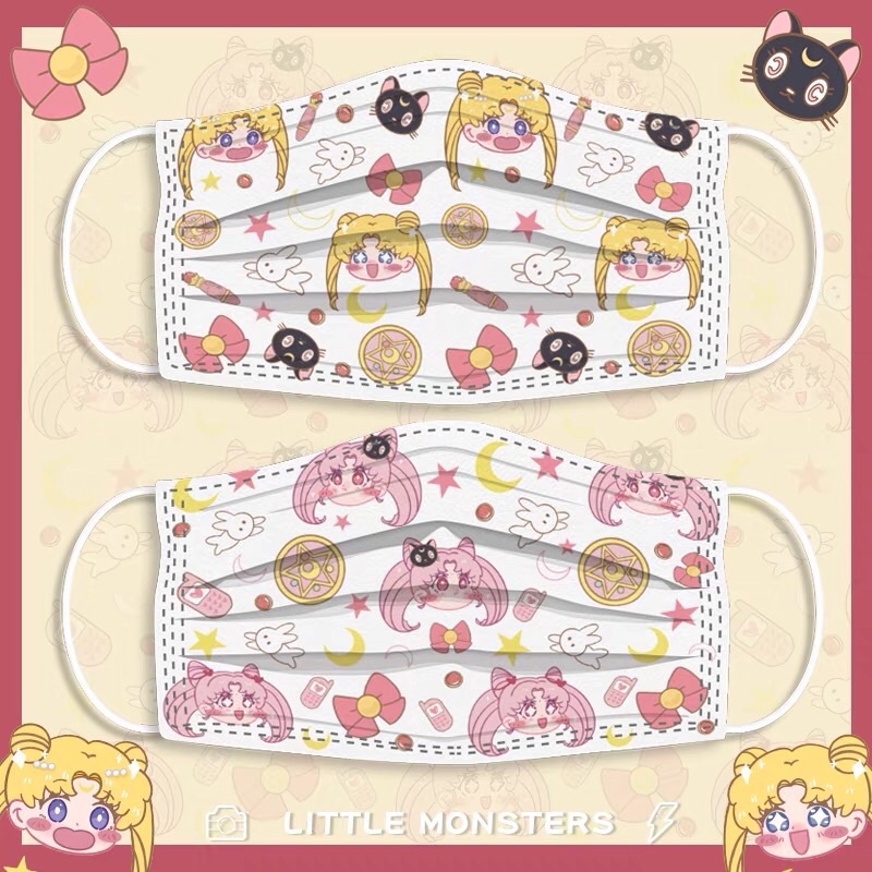Khẩu trang in hình Sailor Moon người lớn x Mask of the bear