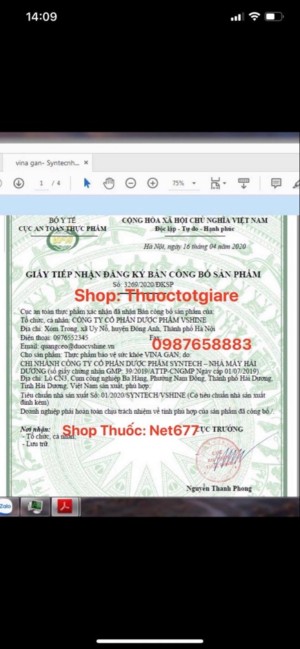 Viên Bổ Gan VinaGan - Giúp thanh nhiệt, giải độc gan, men gan cao