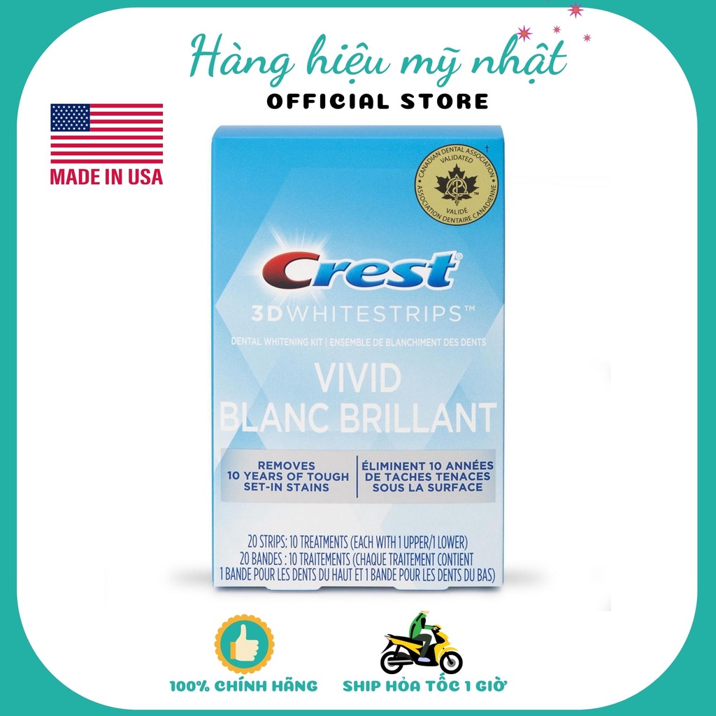 FullBox Hộp 20 Gói Miếng dán trắng răng Crest 3D White 1 Hour Express - Làm trắng răng cấp tốc 1 giờ