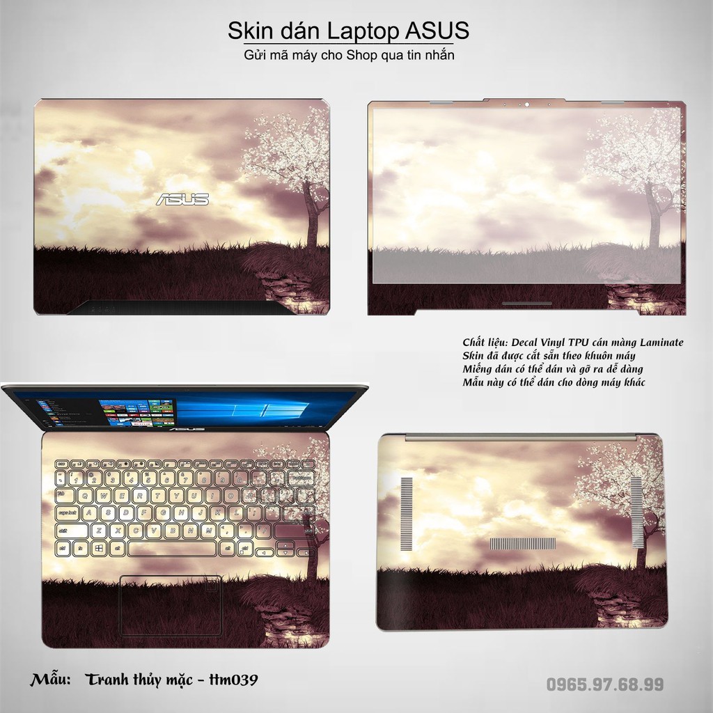 Skin dán Laptop Asus in hình Tranh thủy mặc nhiều mẫu 2 (inbox mã máy cho Shop)