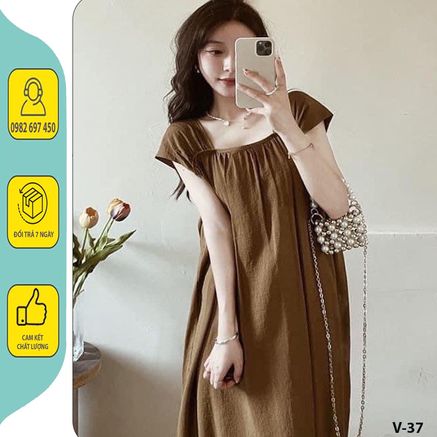 VÁY BẦU MÙA HÈ - ĐẦM BẦU THIẾT KẾ 2 DÂY DÁNG XUÔNG DÀI NHẸ NHÀNG XINH XẮN, CHẤT VẢI ĐŨI MỀM TRƠN MÁT THOẢI MÁI V-38