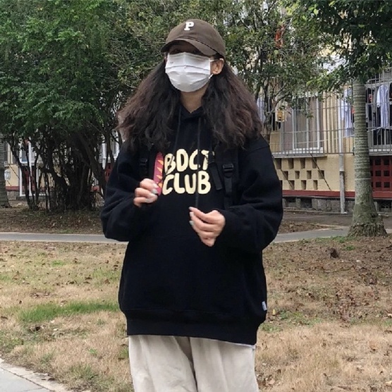 ZHELIHANGFEI Áo Hoodie Tay Dài In Chữ Theo Phong Cách Preppy
