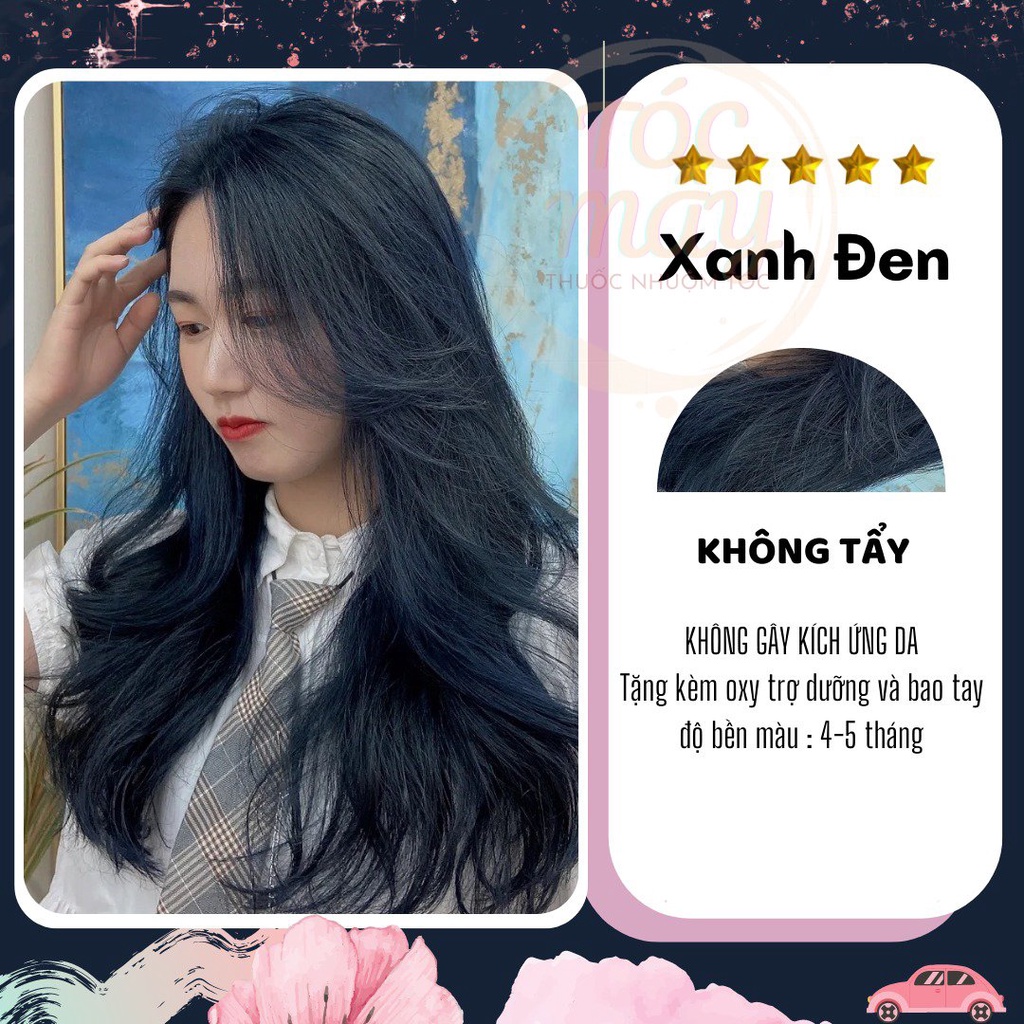 (KHÔNG TẨY) Thuốc nhuộm tóc XANH DƯƠNG ĐEN KHÓI
