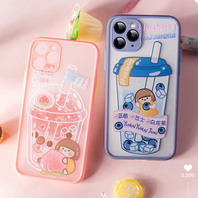 Ốp lưng iphone viền nhám Trà sữa Yuanyuanjun bảo vệ camera 6/6plus/7plus/8plus/x/xs/xs max/11/11promax DT05- Dino case