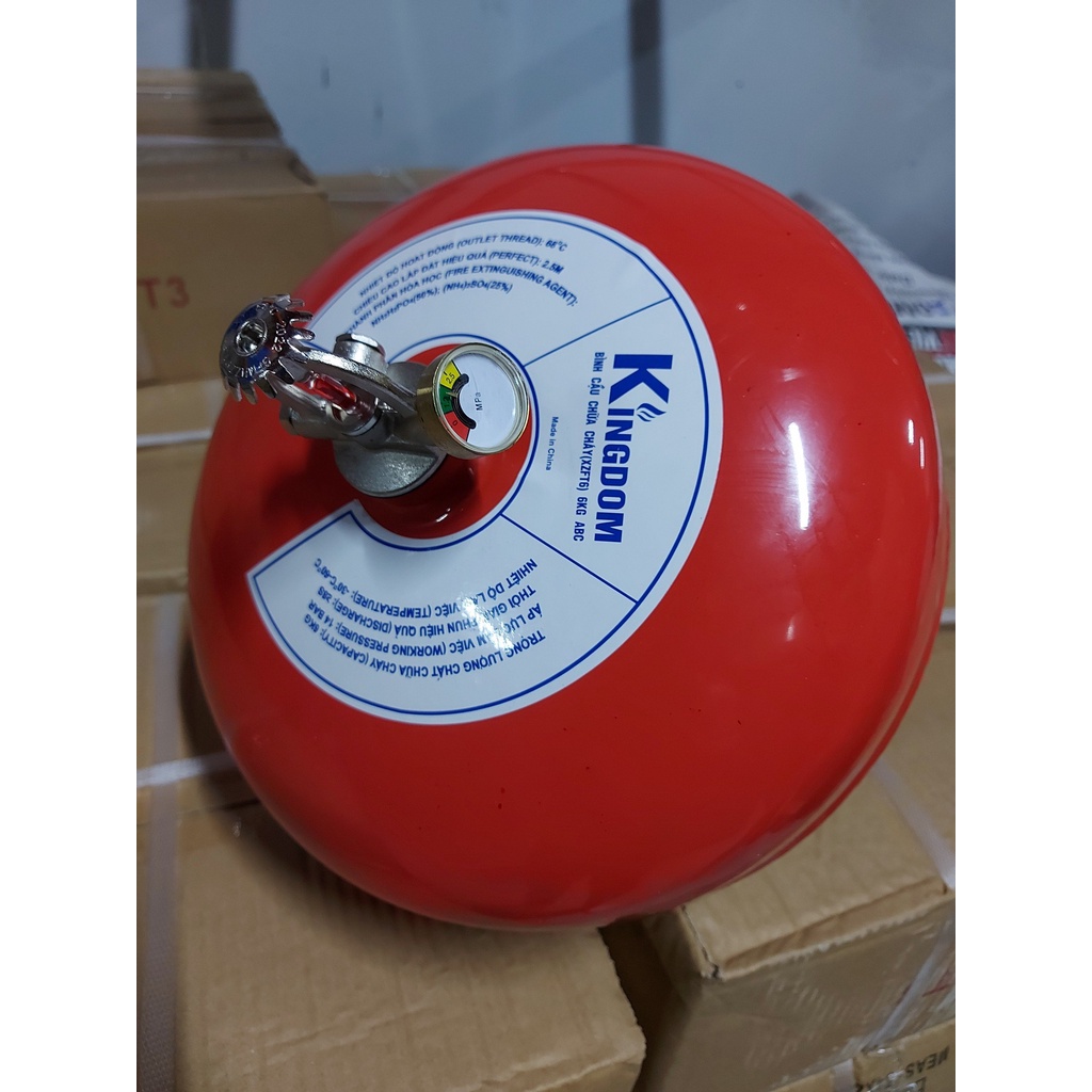 Bình chữa cháy tự động Kingdom 6kg XZFTB-6 hình quả cầu treo trần- hình thật 100%- có tem bảo hành 1 năm
