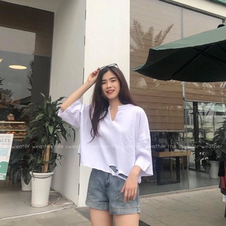 ÁO CROPTOP TRƠN CỔ V RÁCH BASIC