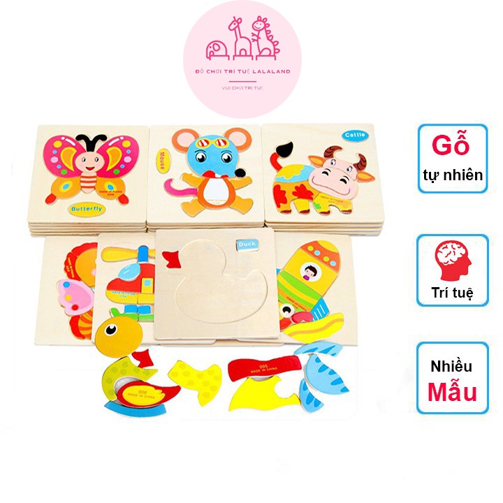 Đồ Chơi Gỗ Tranh Ghép 3D Nhiều Chủ Đề Cho Bé
