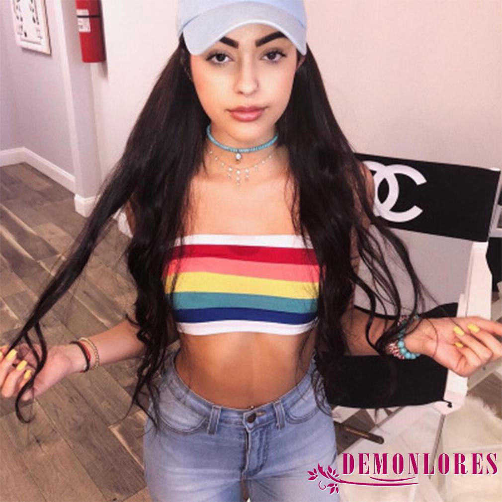 Áo ống không dây màu cầu vồng cho nữ