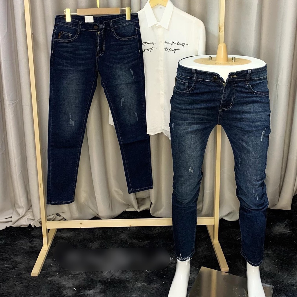 Quần jean nam xanh trơn chất bò cao cấp co dãn 4 chiều đẹp from dáng skinny mẫu mới thời trang cao cấp beautiulgilr T59