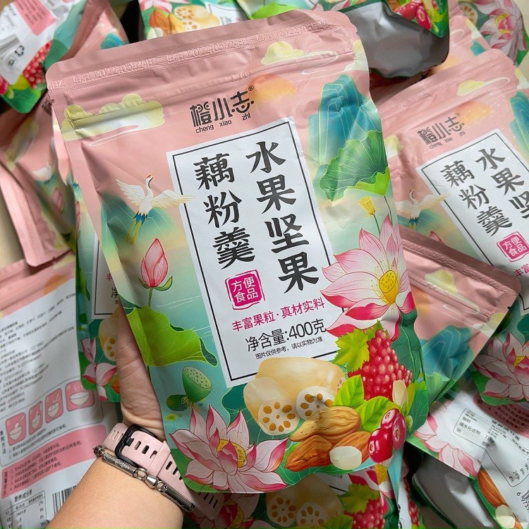 Bột củ sen mix hạt dinh dưỡng Meizhoushike 500g dạng cốm - đồ ăn vặt dưỡng nhan, giảm cân, ăn kiêng