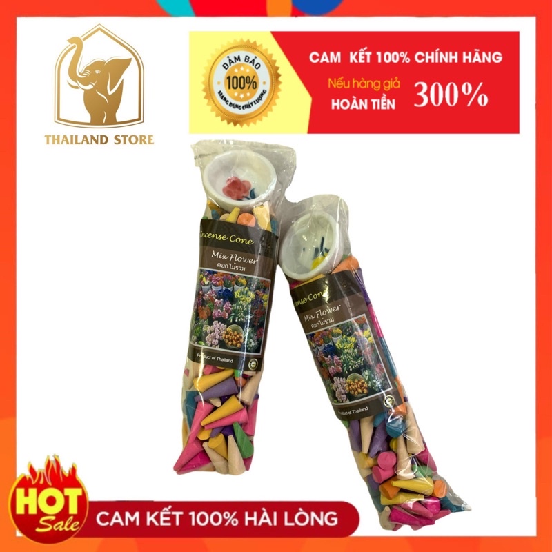Trầm Hương Nụ MIX SCENT Nhiều Hương Hoa Thái Lan (100 nụ kèm chén sứ)