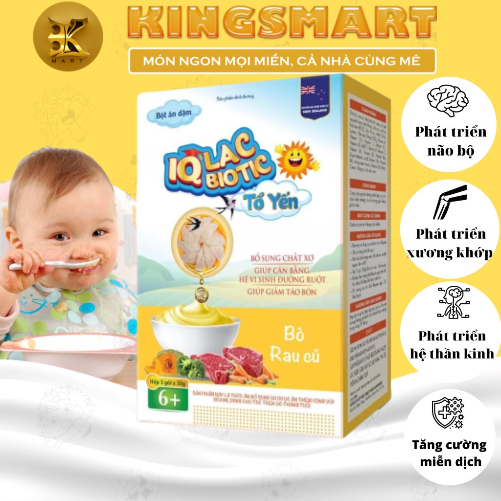 Bột ăn dặm IQLAC BIOTIC Bò Rau Củ ĐÔNG HƯNG - Bột dinh dưỡng bổ sung cho bé trên 6 tháng tuổi hộp 250g