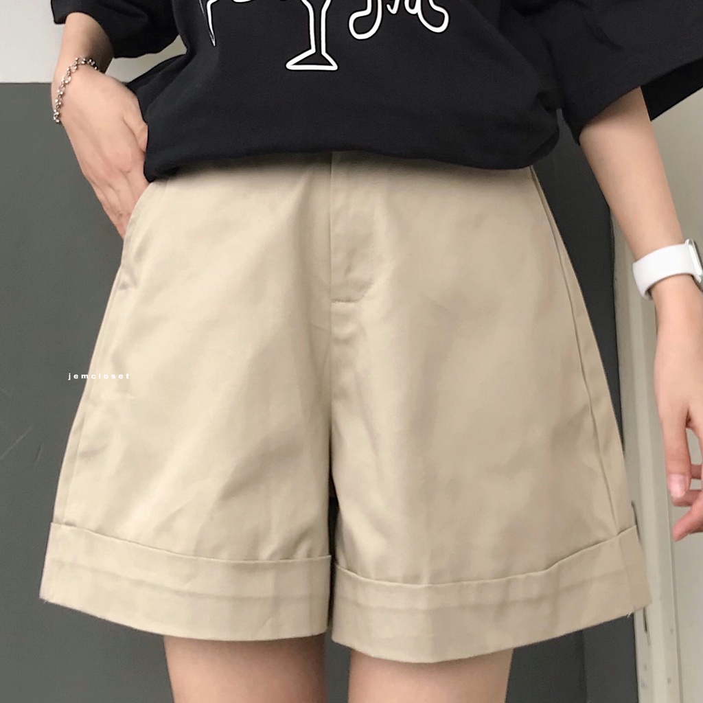 Quần Short Nữ Ống Rộng JEM CLOSET Chất Kaki Mịn Thiết Kế Trẻ Trung Lamon 2838