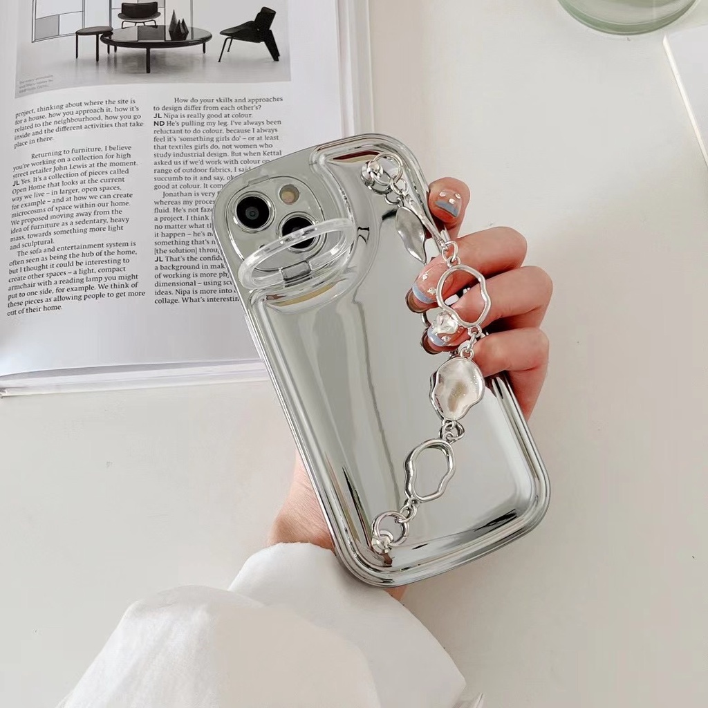 Ốp Điện Thoại Mềm Mạ Bạc In Hoạt Hình Kèm Dây Đeo Cho iphone 12 pro max 11 pro max 14Pro max