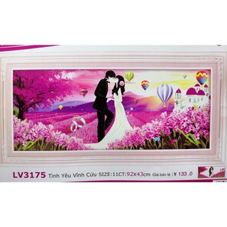 Tranh thêu chữ thập Cô dâu chú rể LV3175