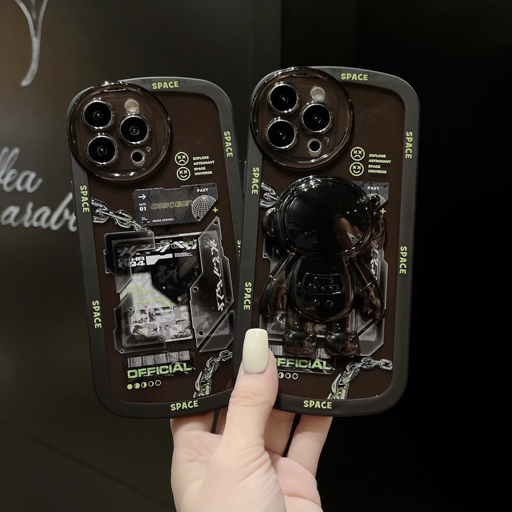 Ốp Điện Thoại Tpu Dẻo Họa Tiết Phi Hành Gia Kèm Giá Đỡ Thời Trang Cho iPhone 13 12 mini 11 Pro xs max xr 7 / 8plus