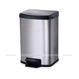 Thùng Rác Inox Chữ Nhật Đạp Chân 20 Lít - Thùng rác inox cao cấp