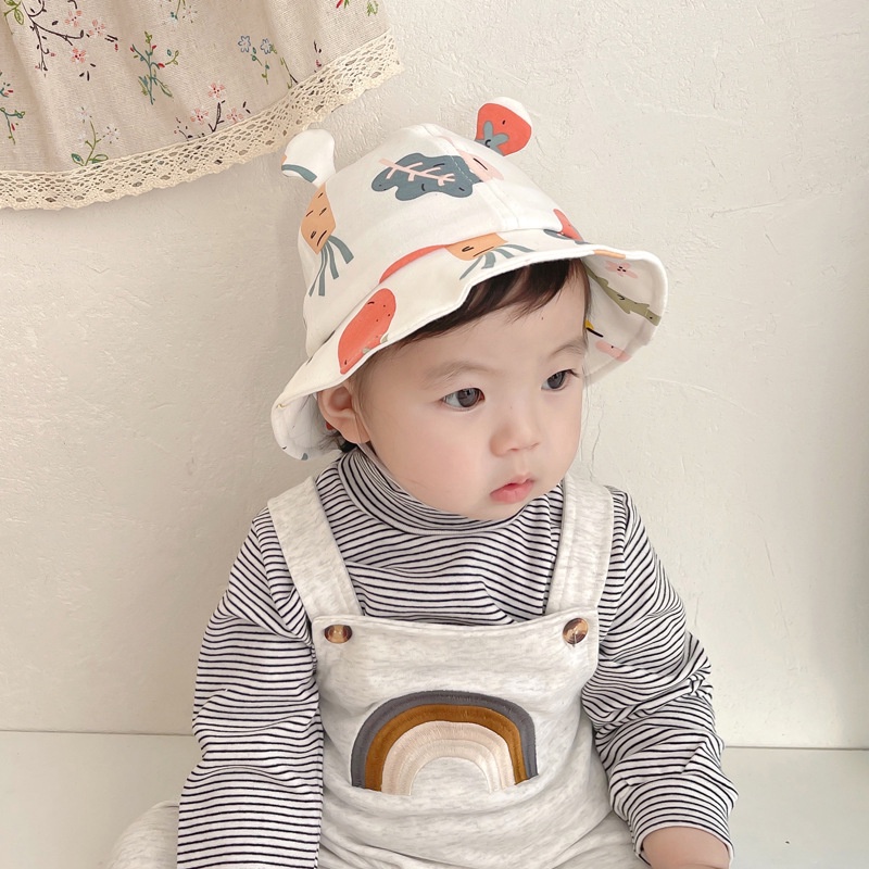 Mũ vành cotton mềm cho em bé từ 5-15 tháng