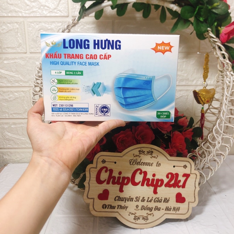 (Màu hót) Khẩu trang y tế 4 lớp màu Xanh lá 50 cái