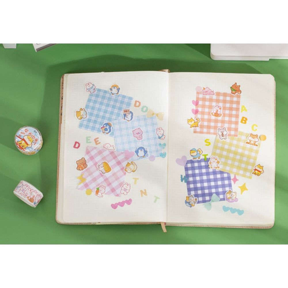 Băng keo giấy washi tape dạng sticker hoạ tiết hoạt hình