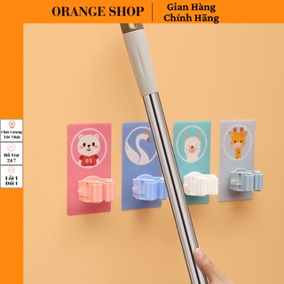 Móc kẹp treo chổi cây lau nhà Dụng cụ kẹp cài chổi đa năng gắn tường Móc treo cây lau nhà siêu dính Orange Shop