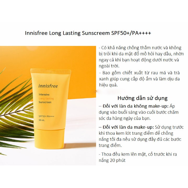 [ GIÁ ƯU ĐÃI ] Kem chống nắng Inisfree Tone Up và Long Lasting SPF50/PA++++ 50ml