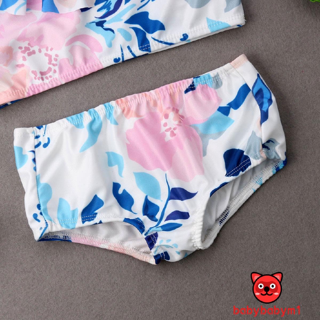 Bộ Đồ Bơi Bikini 2 Mảnh In Hoa Cho Bé Gái