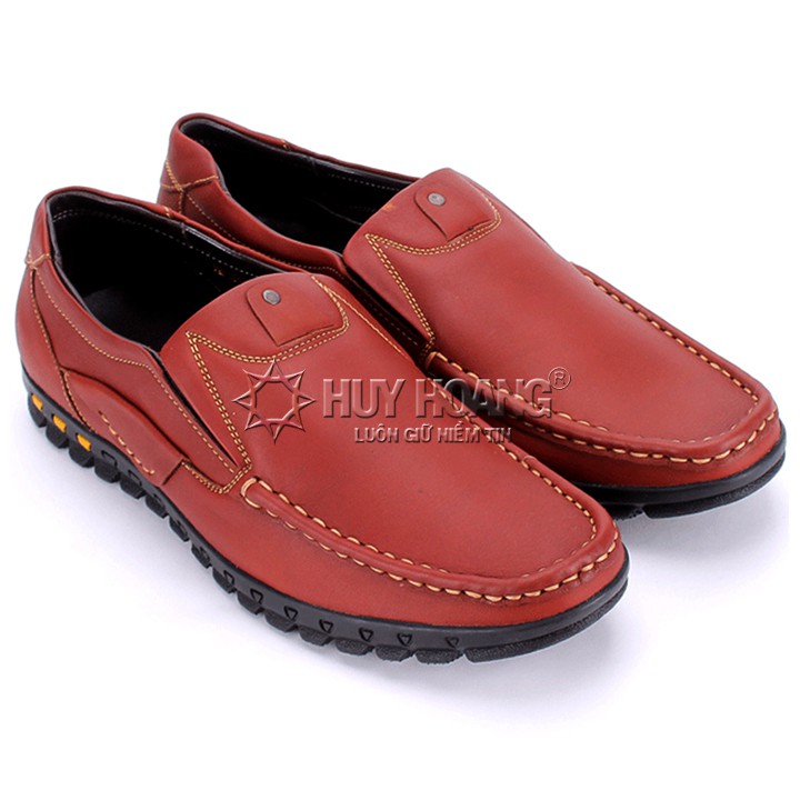 Giày mọi nam da bò màu nâu đỏ PH7707