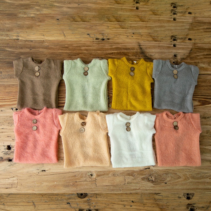 Set Đồ 2 Món Gồm Áo Liền Quần + Nón + Băng Cài Đầu Làm Phụ Kiện Chụp Ảnh Cho Bé Sơ Sinh