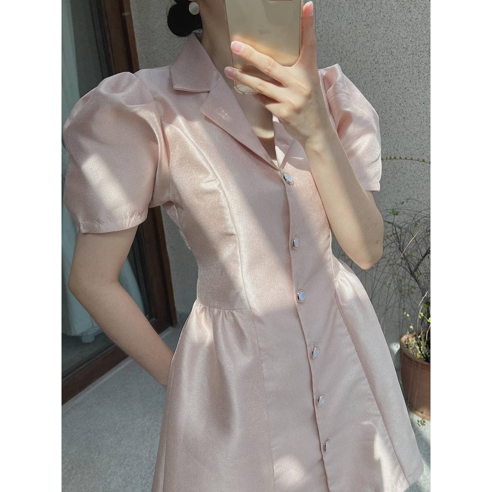 Đầm babydoll tiểu thư cài nút tròn