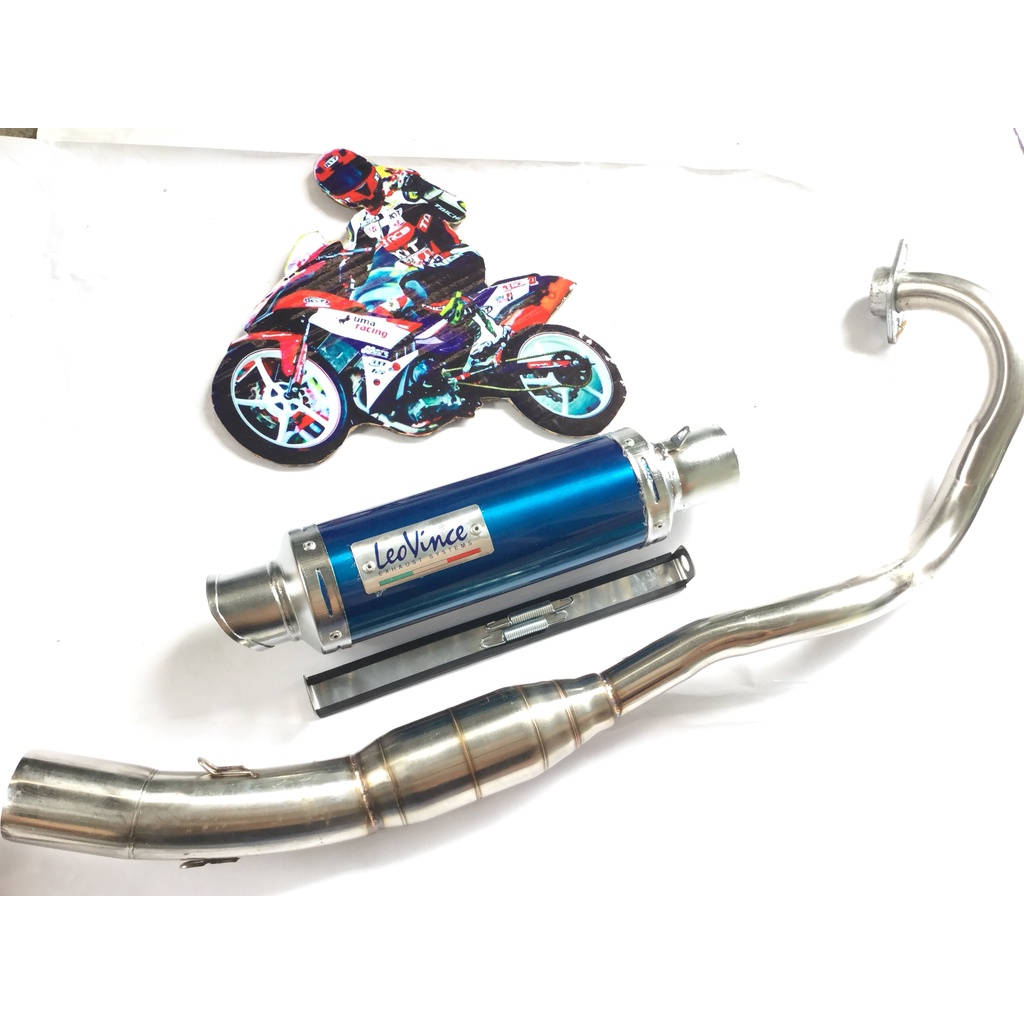 Pô leovince XANH cả cổ bầu hơi inox exicter, winer, sonic, raider, satria, gsx, fz, tfx, cbr, r15,...