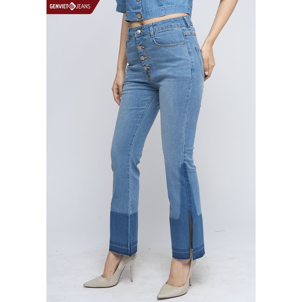 Quần Dài Jeans Nữ Ống Loe Xe Gấu XQ110J930 GENVIE