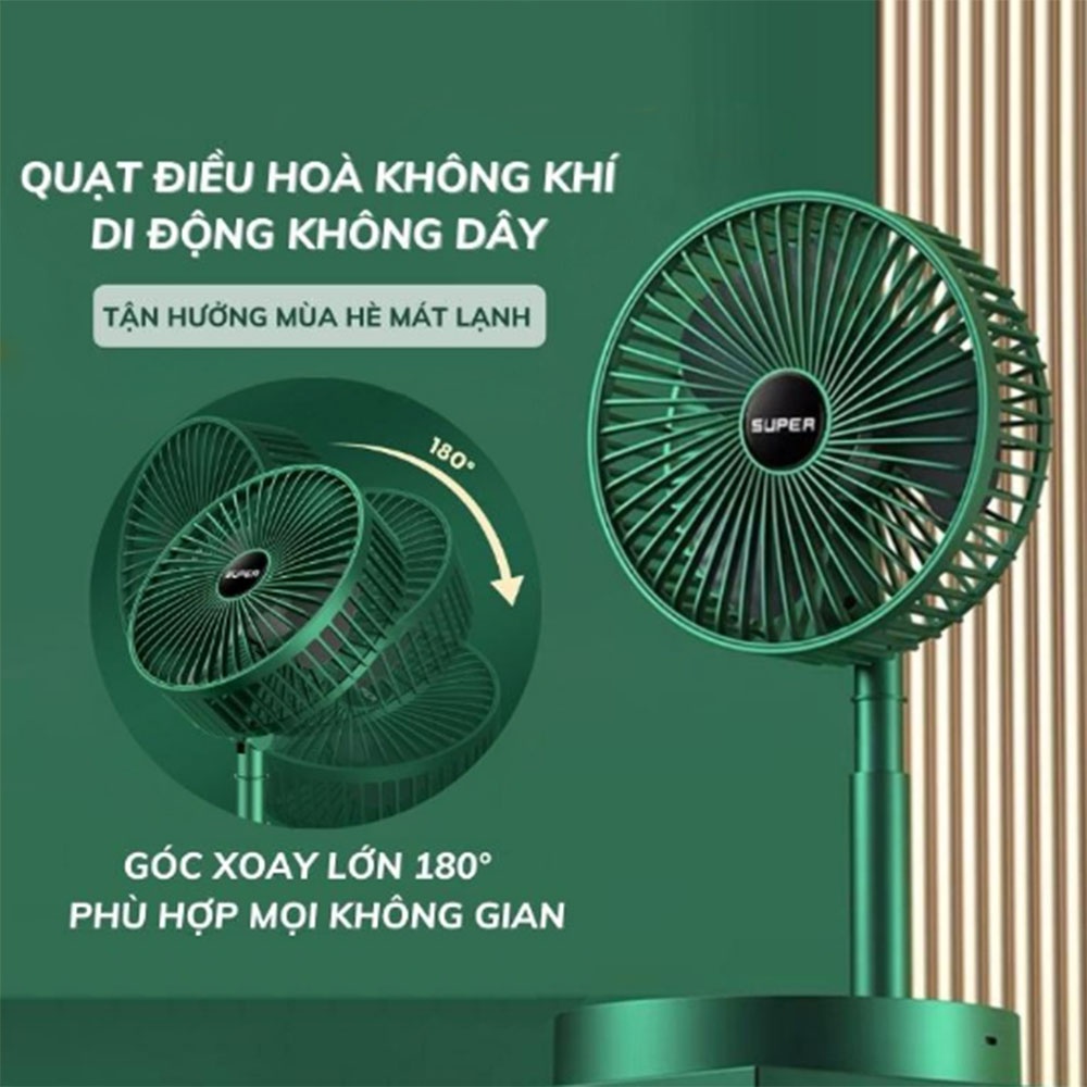 Quạt Tích Điện Mini Kèm GIÁ ĐỠ ĐIỆN THOẠI Để Bàn Cao Cấp