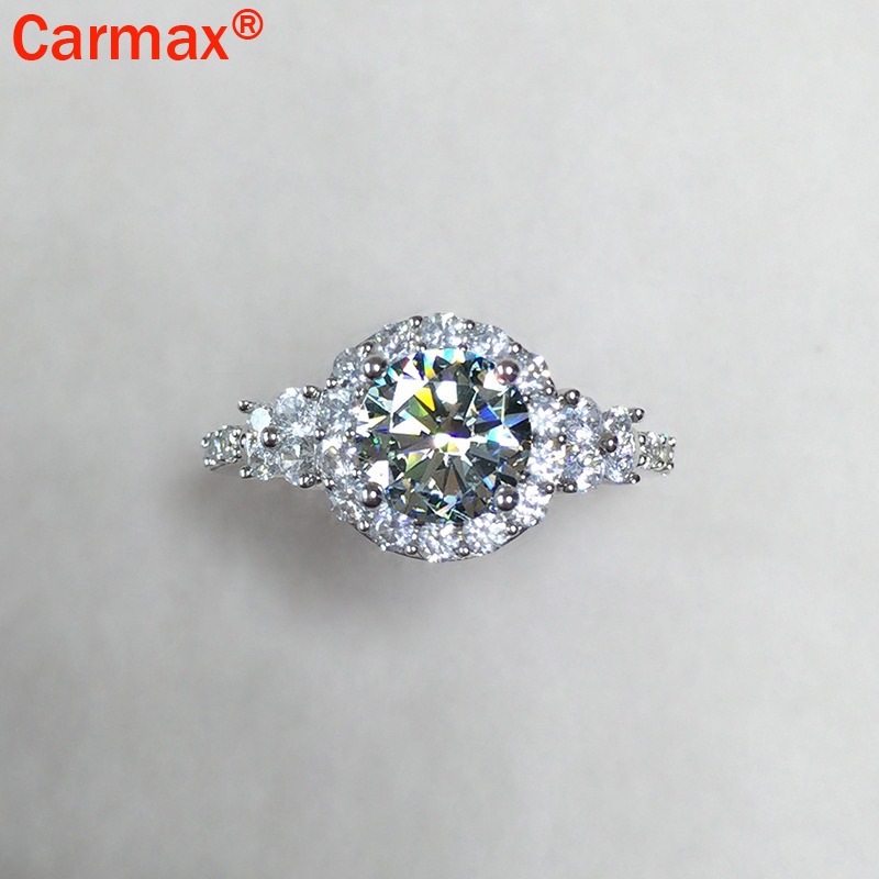 Nhẫn đính đá moissanite sang trọng 2 karat cao cấp