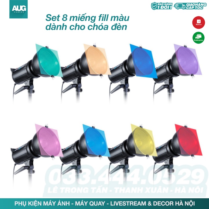 Bộ gel fillter fill 8 màu chuyên nghiệp 30x30cm dành cho đèn studio, đèn led, chóa đèn bowen - AUG Camera & Decor Hà nội