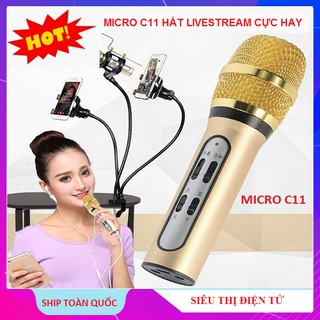 Micro Livestream Thu Âm C11, Mic Thu Âm, Hát Live Stream, Karaoke Online, Tặng Tai Nghe Chính Hãng Bảo Hành 6 Tháng