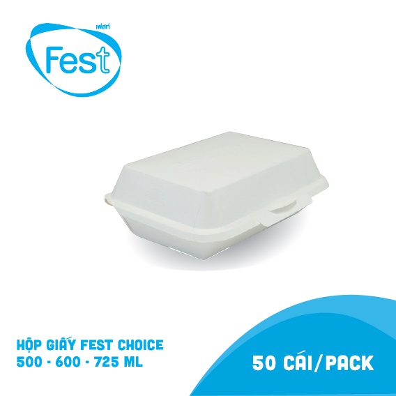 50 Hộp cơm giấy đựng thức ăn, thân thiện với môi trường-thương hiệu FEST nhập khẩu Thái Lan