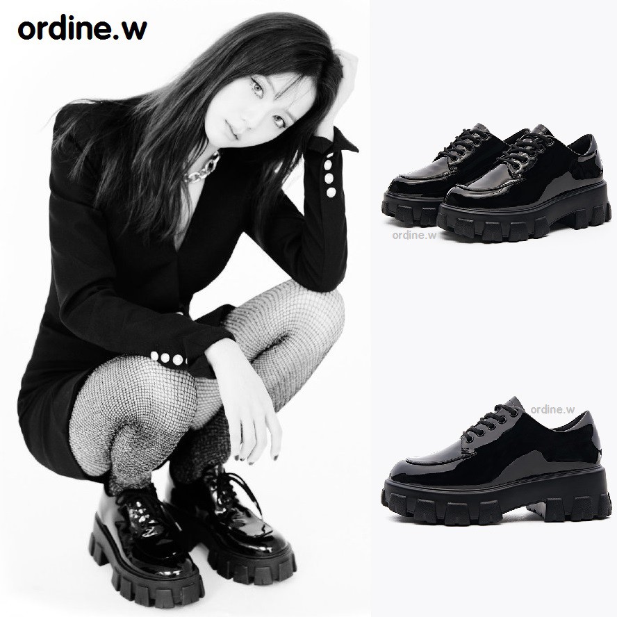 Sẵn_giày oxford da PU 5cm BLACKPINK Jisoo
