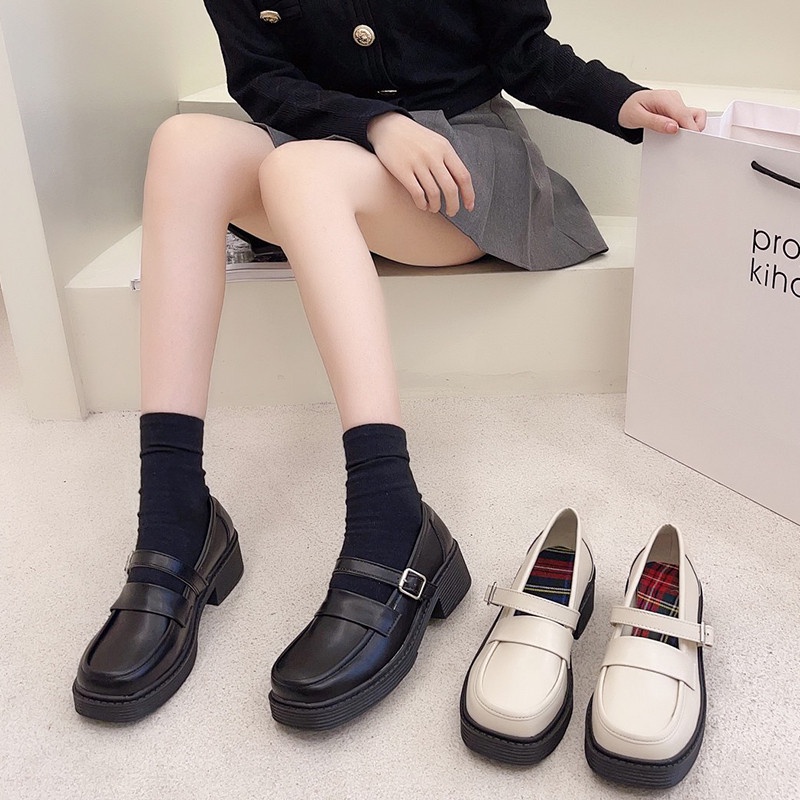 Retro British Wind Small Leather Shoes Women's Day Jk Shoes 2021 Spring And Autumn New Students Hundreds Of Thick With M