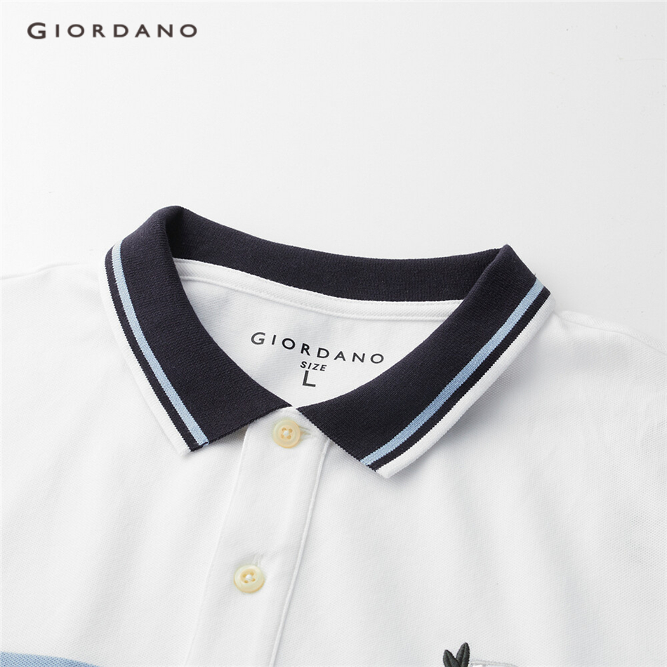 GIORDANO MEN Embroidery contrast pique polo shirt 13011011