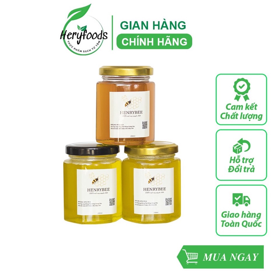 Mật ong rừng nguyên chất tự nhiên hoa nhãn loại đặc biệt hũ dùng thử 200ml Herybee
