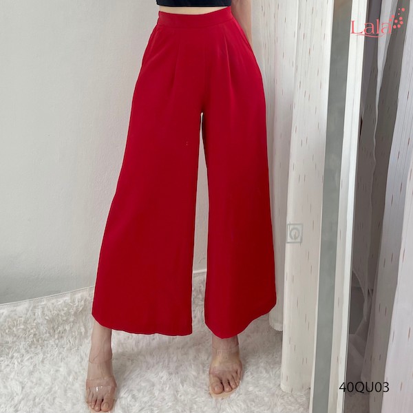 Quần tây nữ ống rộng cơ bản, dáng lửng, cạp chun sau, đủ size, đồ công sở thanh lịch, sang trọng 40QU03 | BigBuy360 - bigbuy360.vn