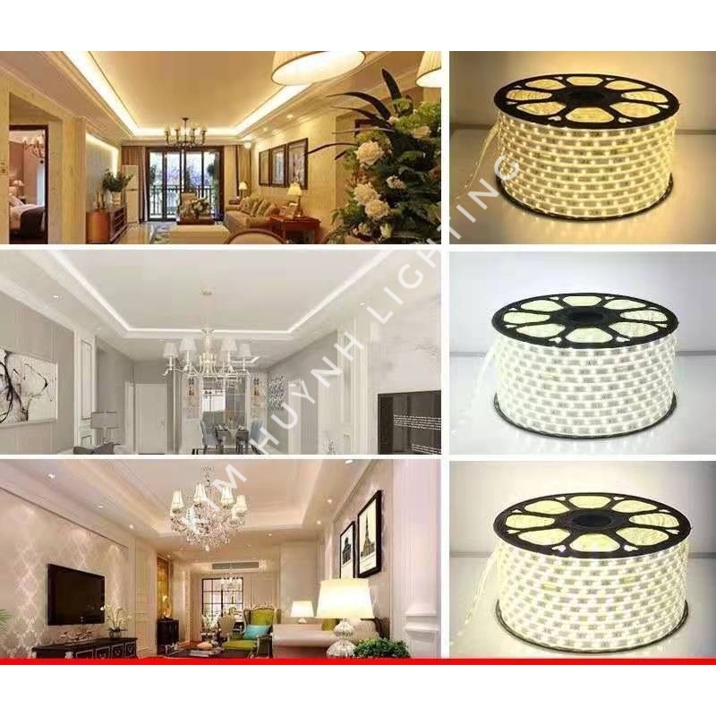 Dây đèn Led 3 chế độ sáng điện áp 220V chip 5730 2 hàng led trang trí hắt trần, quấn cây, tủ kệ