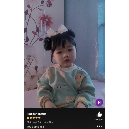 Tóc giả trẻ em ❤️ Set Búi Natra+Mái thưa có gắn nơ dạng băng đô chun tiện dụng cho bé