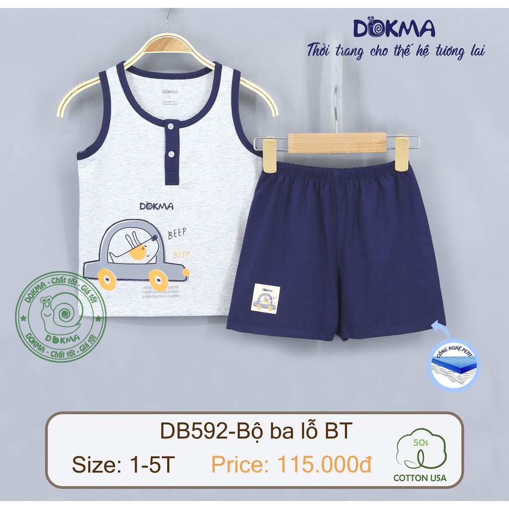 (1-5Y) Bộ ba lỗ vải cotton kiểu dáng thể thao cho bé trai - DOKMA