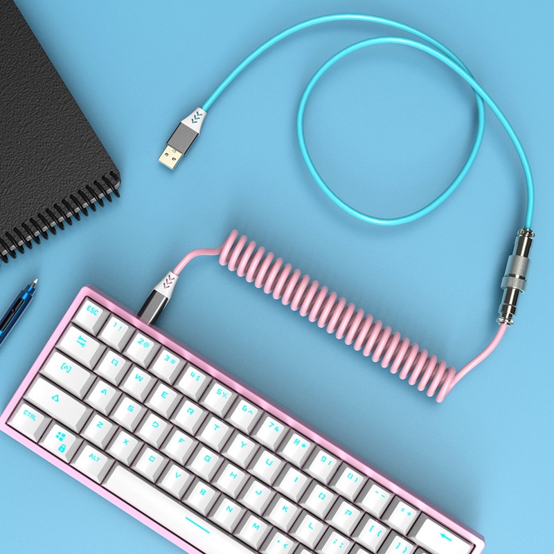 Dây Cáp Lò Xo Lõi Kép Cổng USB Type C Gắn Bàn Phím Cơ