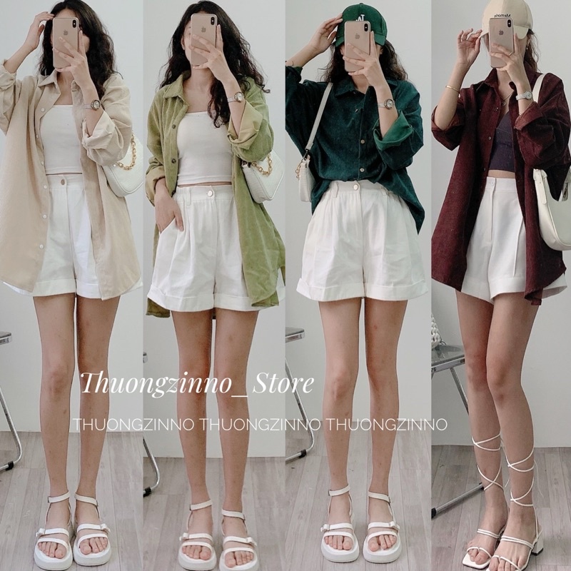 [Ảnh thật/Video] Áo Sơ Mi Nhung TĂM Unisex Form Rộng Hàn Quốc - Áo sơ mi nữ basic phong cách kiểu màu Vintage